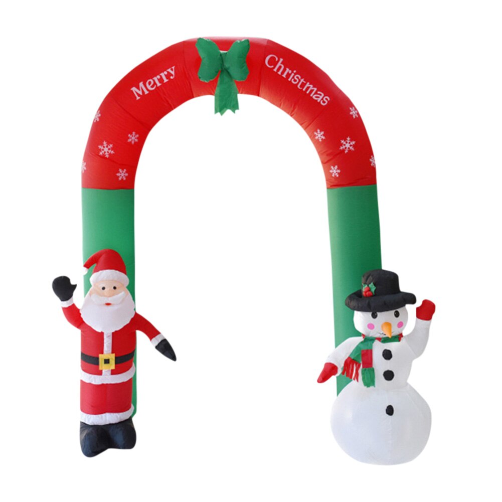 2.4M Hoge Kerst Opblaasbare Archway 3D Mooie Vivid Cartoon Werven Boog Met Kerstman Sneeuwpop Voor Kerstmis Nieuwjaar party