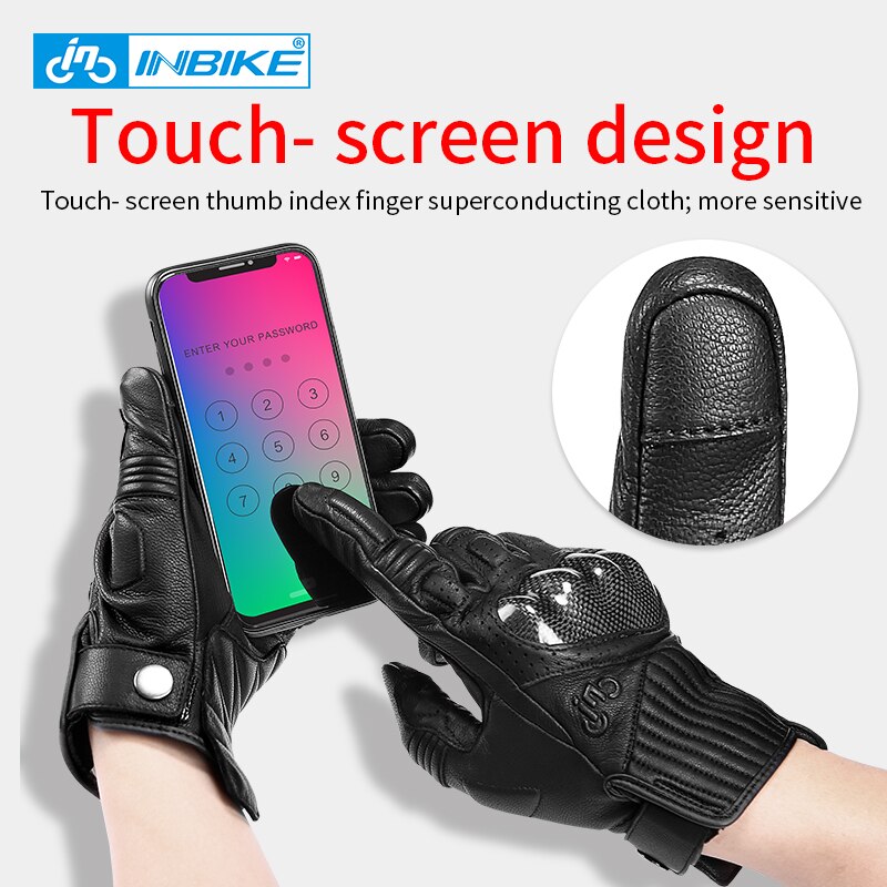 INBIKE Volle Finger Motorycle Handschuhe berühren- Bildschirm Motorrad Stoßfest Handschuh Schutz Getriebe Moto-Cross Fahrrad MTB Handschuhe für Motor-