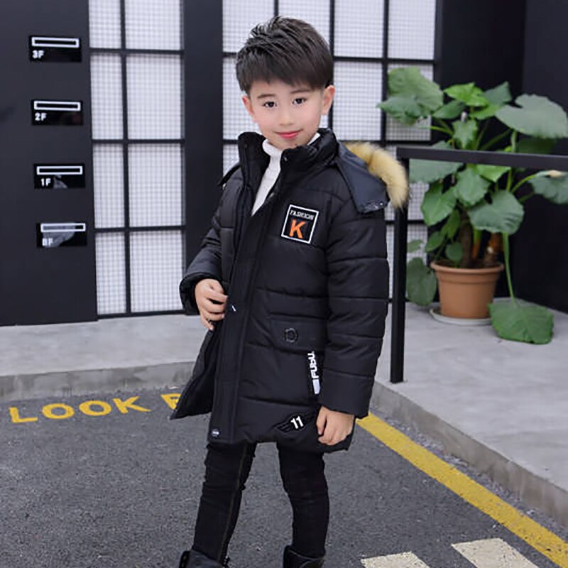 Min 30 graden winter donsjas voor jongens 4 6 8 10 12 13 15 jaar tiener puffer jas kind warme lange parka kinder capuchonjas