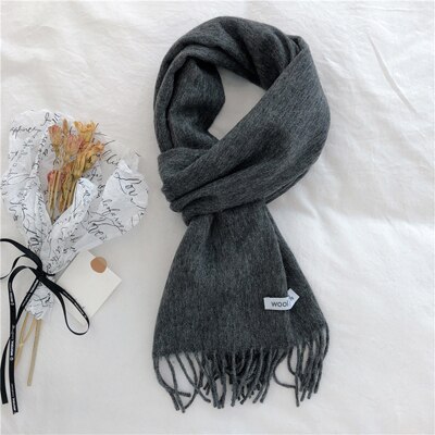 Luna & Dolphin Engeland Vrouwen Kasjmier Virgin Wol Sjaals 190x30cm Schotland Zwart Wit Plaid Edinburgh Plaid Warm school Sjaals: dark grey