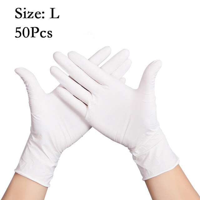 50Pcs Latex Nitril Handschoenen Keuken Wegwerp Latex Handschoenen Voor Huishoudelijke Keuken Laboratorium Tuin Schoonmaak Handschoenen: White / S