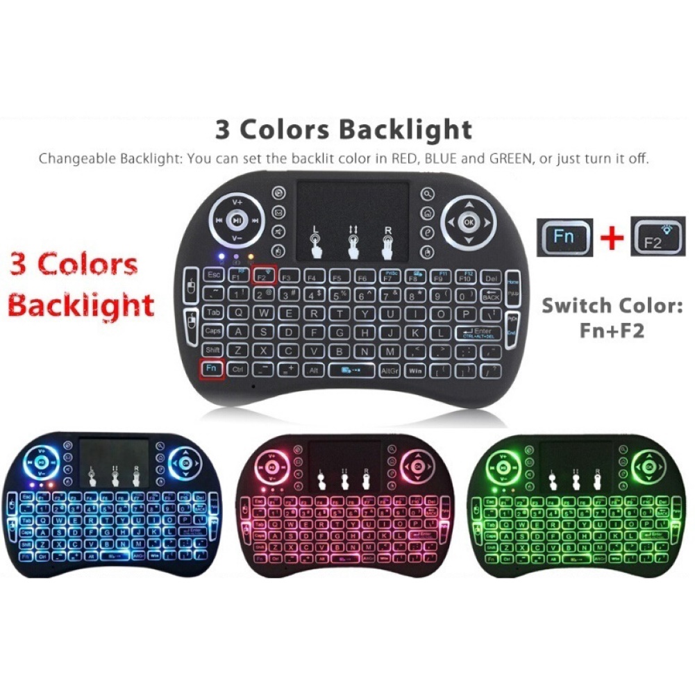 Teclado inalámbrico i8 retroiluminado, Air Mouse, inglés, ruso, español, 2,4 GHz, Touchpad portátil para TV Box, H96 max, PC