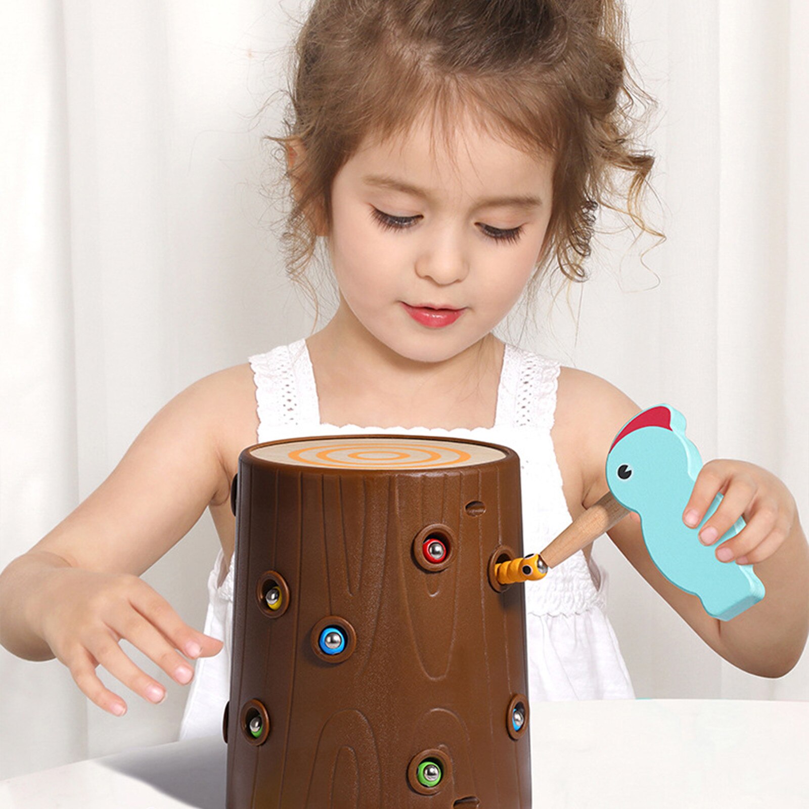 Specht Vogel Eten Worm Insecten Speelgoed Duurzaam Magnetische Vogel Eten Worm Развивающие Игрушки Деревянные Speelgoed