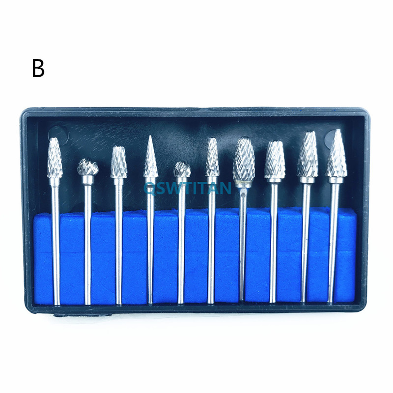 10PCS Dental Burs Drills Nitrate Tungsten Steel Carbide Burs Dental Lab Material 2.35mm