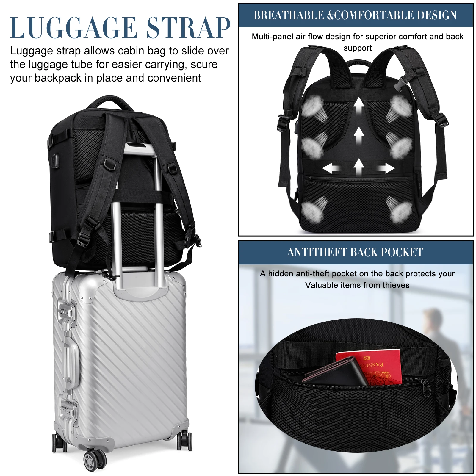 40x20x25 and 45x36x20 Travel backpack,Laptop Backpack,unisex.Multifunctional bag,School Bag, university,trekking rucksack
