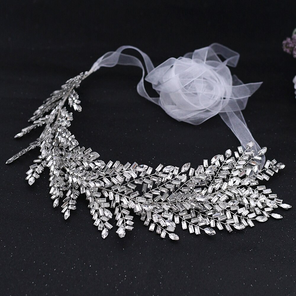 ZMSH312 Diamond Rhinestone Belts for Dresses Belt Silver Waist Belts Sparkle Belts for Women Dress Belt Flowers for Dresses: white organza