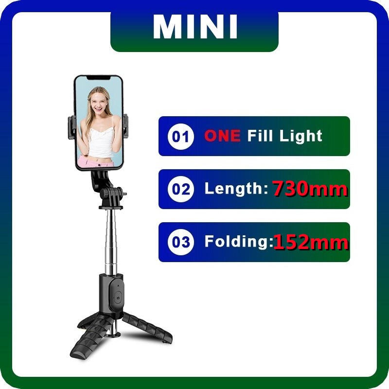 FANGTUOSI 152mm Mini Wireless bluetooth selfie stick Foldable mini tripod With Fill Light 360° Rotation Phone Stand Holder: Package 2
