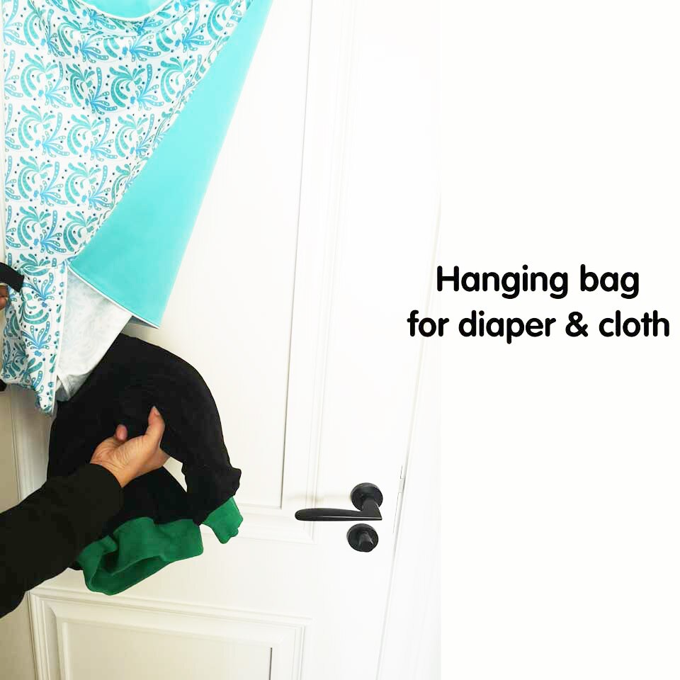 Extra Large Hanging Wet/Dry Pail Bag with two hook for Cloth Diaper,Inserts,Nappy,Laundry With Two Zippers Waterproof Diaper Bag