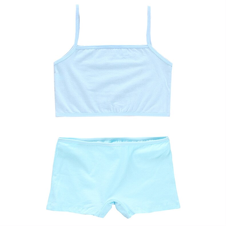 Girls' bra development period suit single layer solid color sling tube top Girl bra training 8-16 years old sports bra set