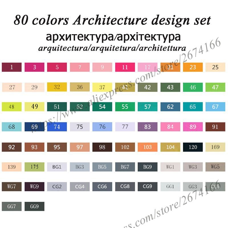 TouchFIVE Dual Tips Art Sketch Twin Marker Pens 36 48 72 80 168 Colors Alcohol Based Ink Art Markers for Student and: 72 Architecture Set