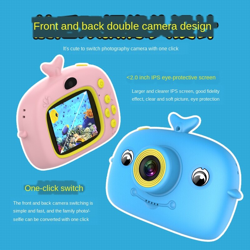 dual-camera 2000W HD children's digital camera food-grade ABS material Mini Kids Camera Puzzle game Toy For Kids