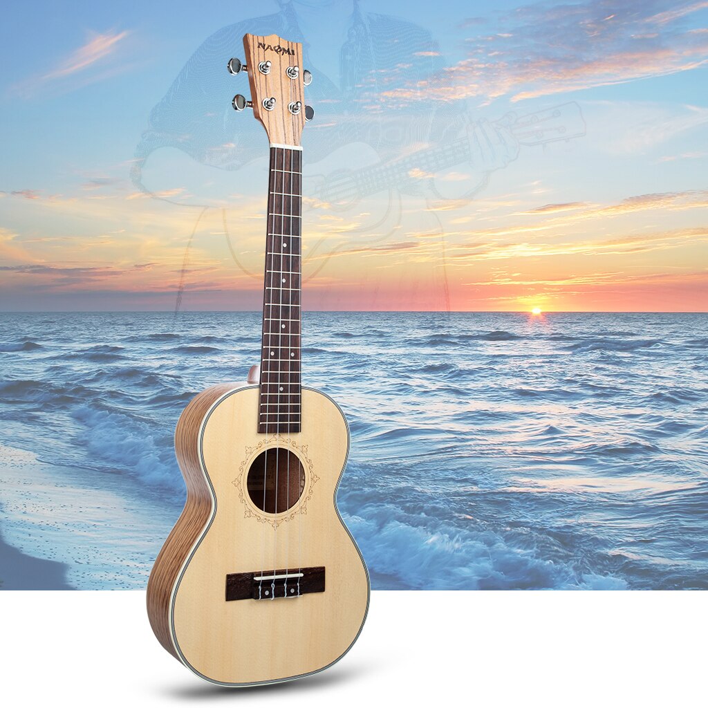 4 Strings Acoustic Ukulele Spruce Panel Zebrawood Side And Back Hawaii Guitar Guitarra 21" 23" 26" Ukulele Option