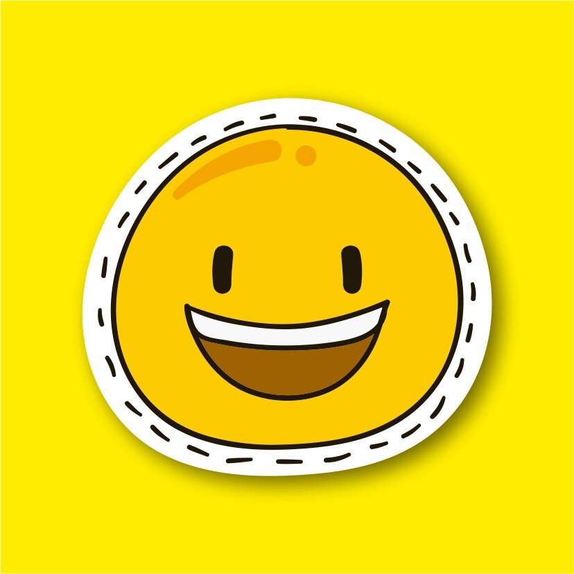 Mouth Open Smiley Emoji Laptop and Phone Sticker-Decal max.8cm