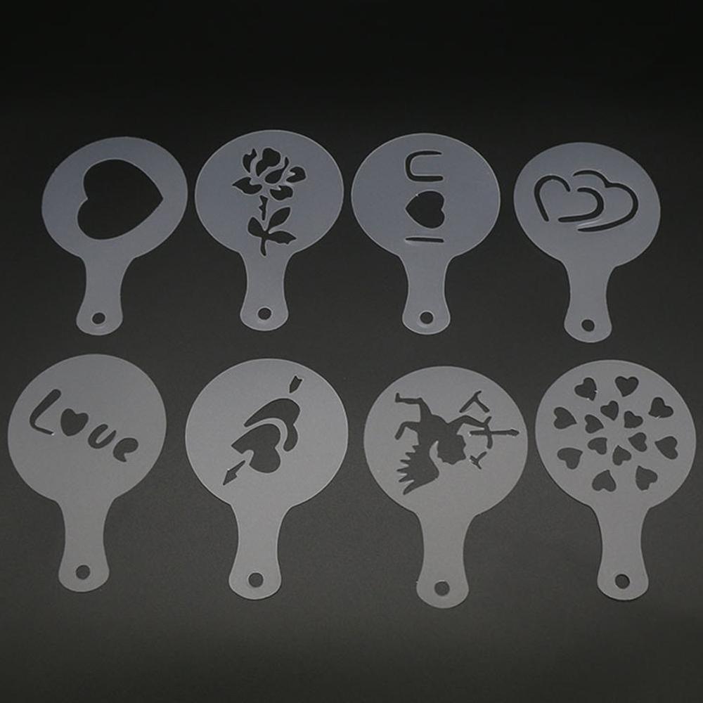 1/8Pcs Christmas Cookie Stencil Coffee Latte Cappuccino Coffee Duster Art Cake Templates Stencils Tools Barista Accessories S8T7: Love 8pcs
