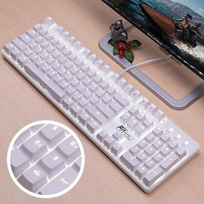 104 Keys Retro Steam Punk Gaming White Light Mechanical Keyboard Round Keycap LED Illuminate Glowing Backlight USB Wired Gamer