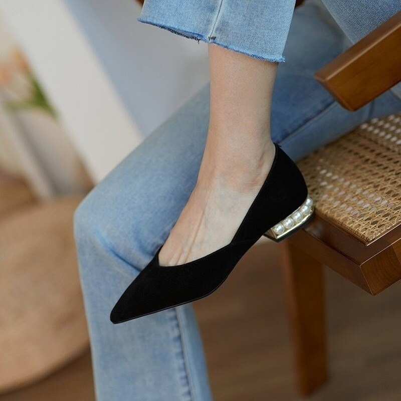 Comemore Summer Women décolleté tacco basso Slip on scarpe per ragazze eleganti ballerine mocassini in pelle da donna per ufficio 2022 mocassini 39