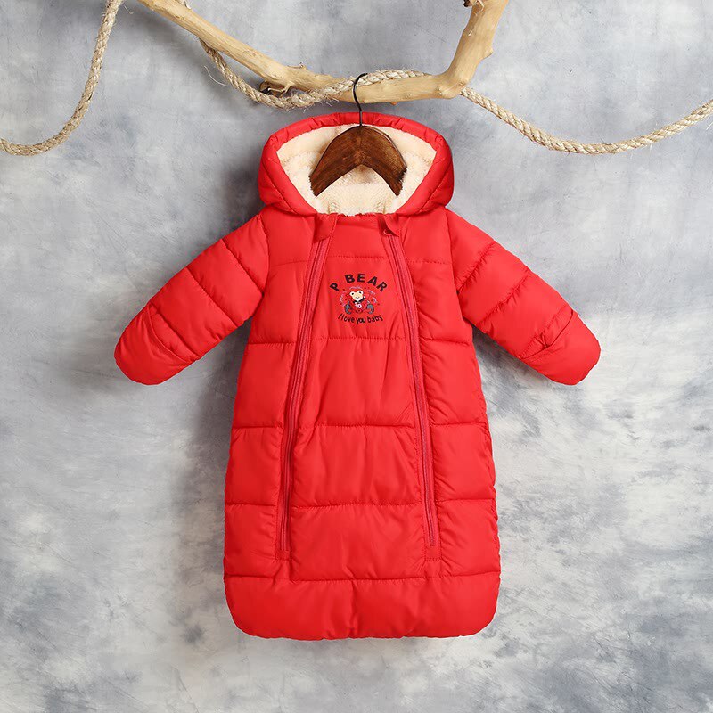 Dun & parkas hætte polyester materiale sne slid blå rød pink babytøj vinter overalls til børn
