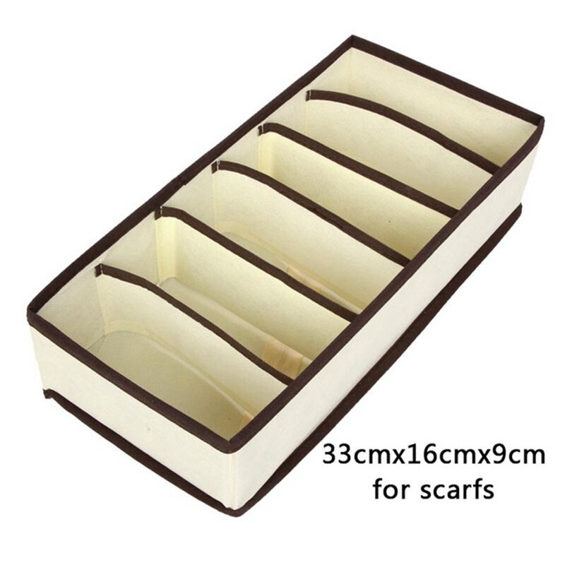 4pcs/Set Underwear Bra Organizer Storage Box 2 Colors Drawer Closet Organizers Boxes For Underwear Scarfs Socks Bra Multi Size: 6 grids