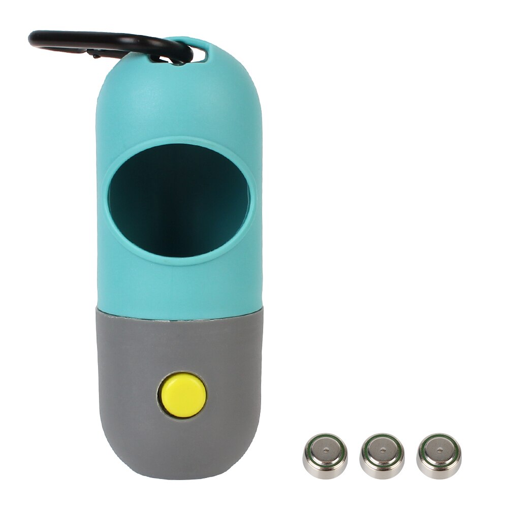 Distributeur Portable de sacs à merde pour chiens, sac à ordures pour animaux de compagnie, en forme de Capsule, avec lumière LED, ramassage de toilette pour chiens, fournitures: Bleu