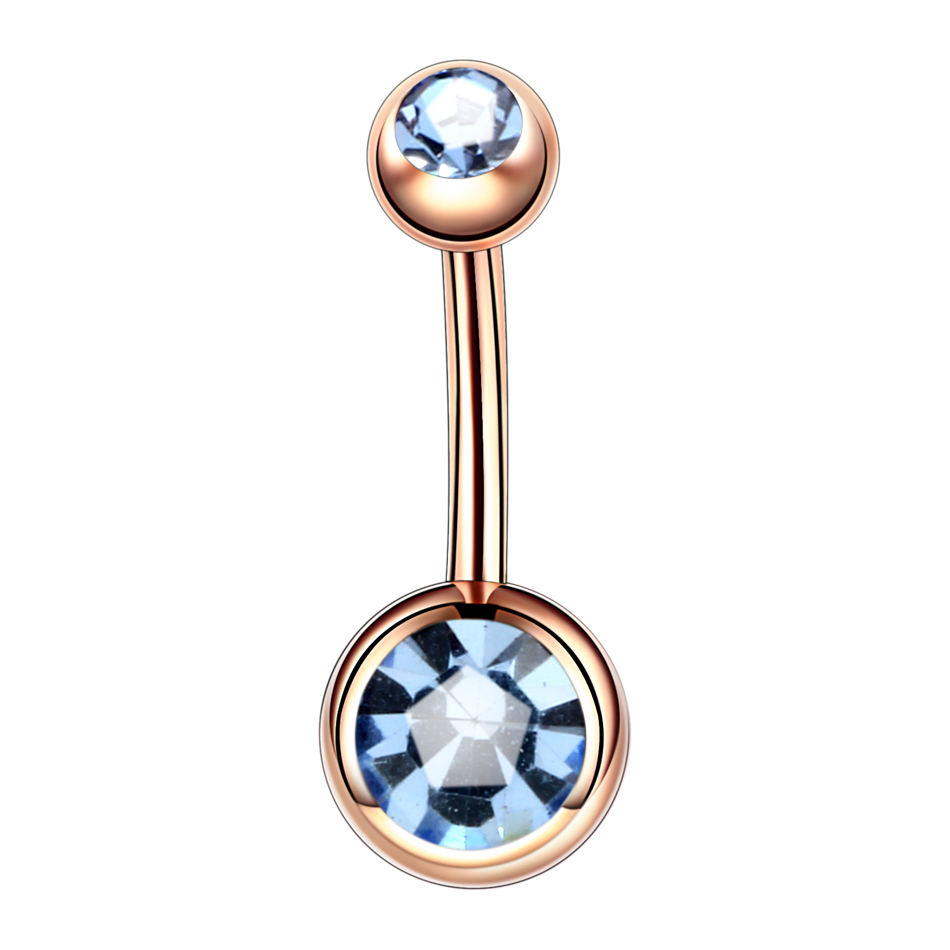1PC Steel Piercings Ombligo 14G Navel Piercing Belly Button Piercing Nombril Rose Gold Dangle Earring Belly Barbell Body Jewelry: Light Sapphire