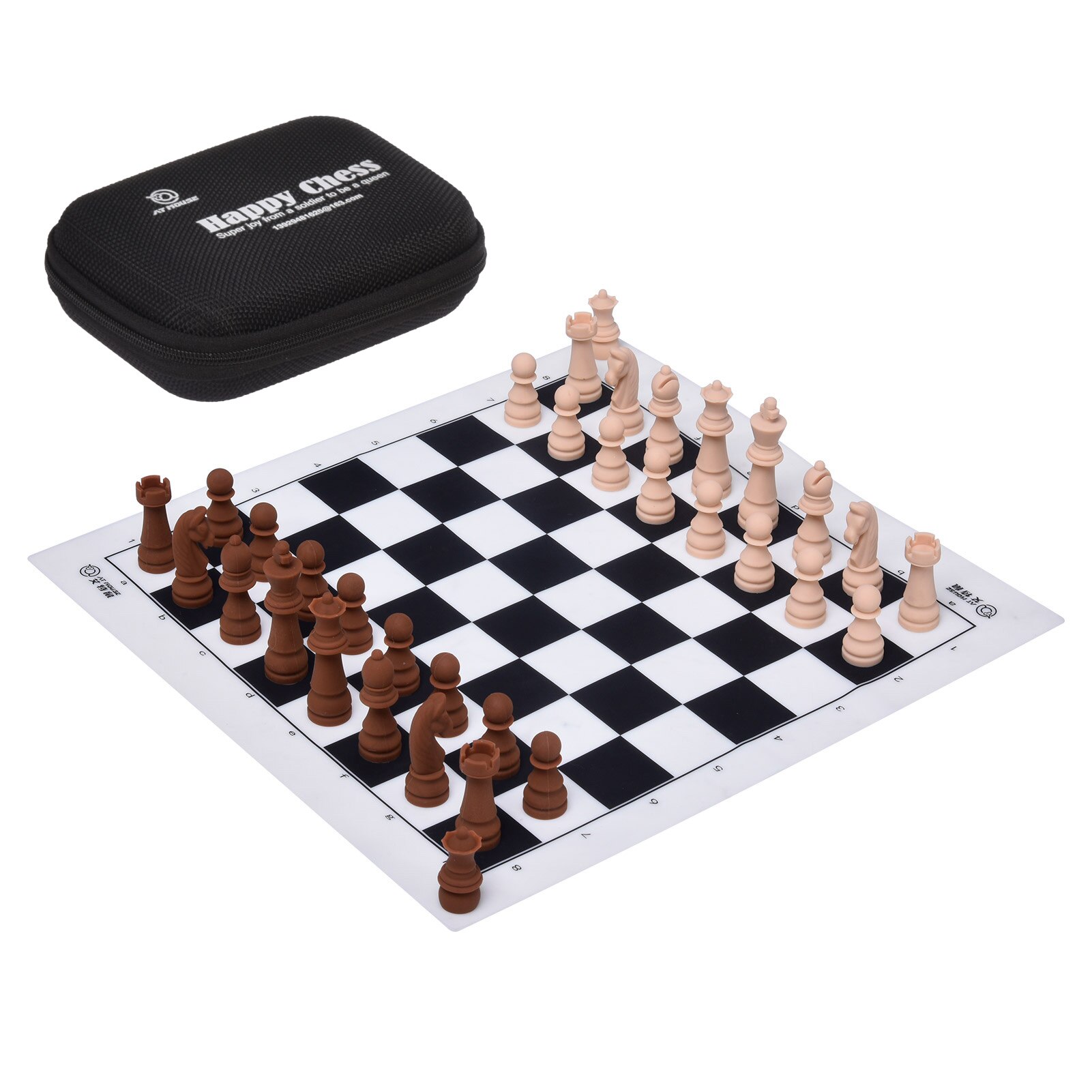 International Chess Folding Chess Set With Vinyl Chessboard Board Games Travel Chess Convenient Lightweight Board Game Toy