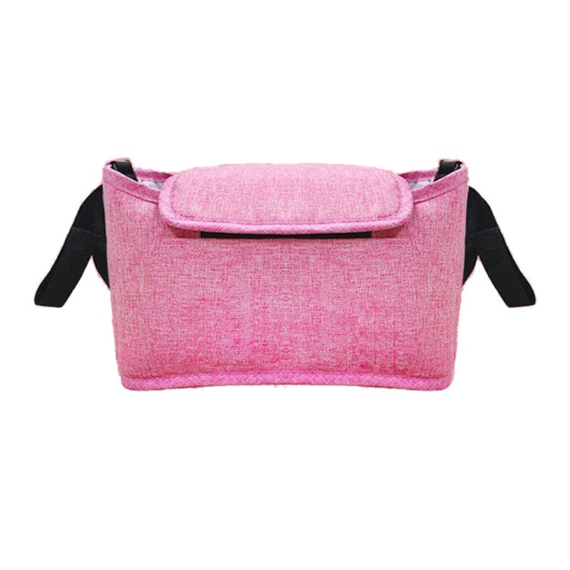 Multi-pocket Baby Stroller Organizer Bag Waterproof Baby Stuff Nappy Cup Holder Carriage Pram Cart Bottle Bag: Pink