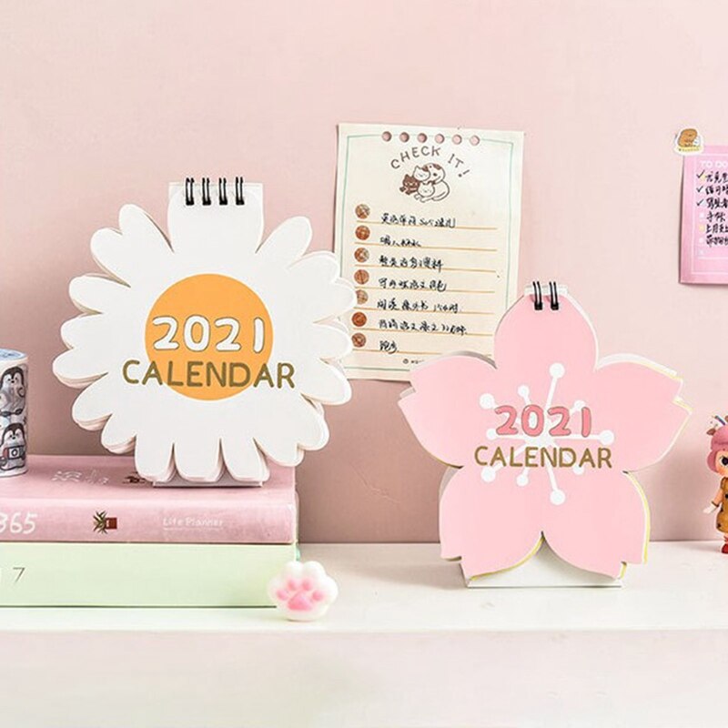 2021 tegneserie dyr enhjørning desktop kalender dobbelt tidsplan planlægning årlig kawaii dagsorden tabel kalender kontorartikler