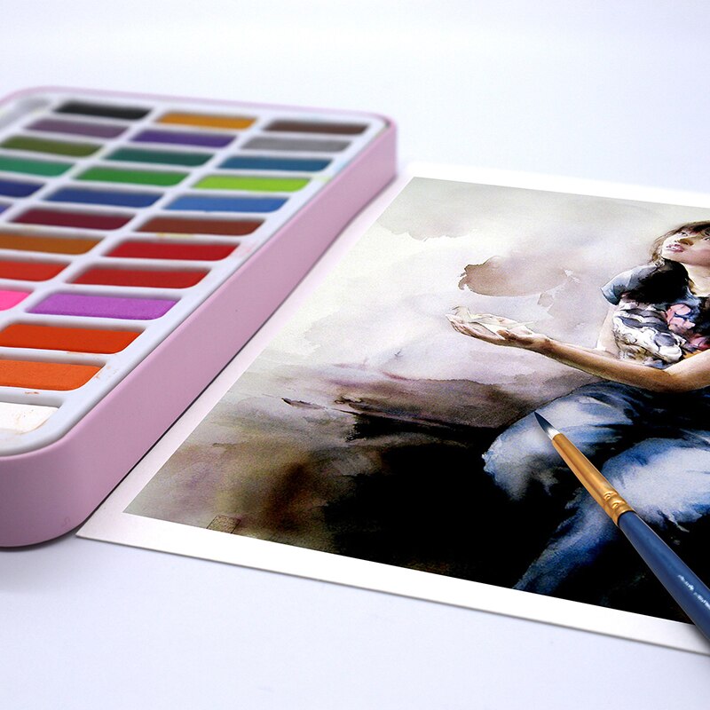 Kemila 12/18/24/36/Kleur Solide Aquarel Set Basic Neone Glitter Aquarel Verf Voor Tekenen art Verf Levert