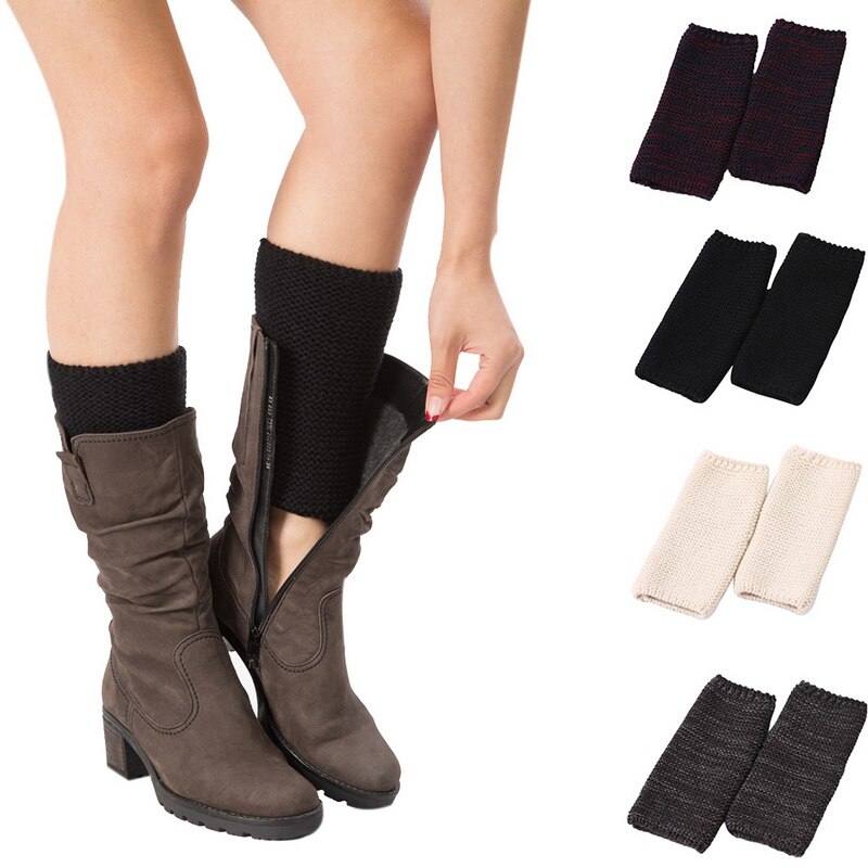 Bottes pour femmes ensembles automne hiver au Crochet en tricot fourrure garniture jambières manchettes Toppers bottes chaussettes tricoté bottes manchettes accessoires