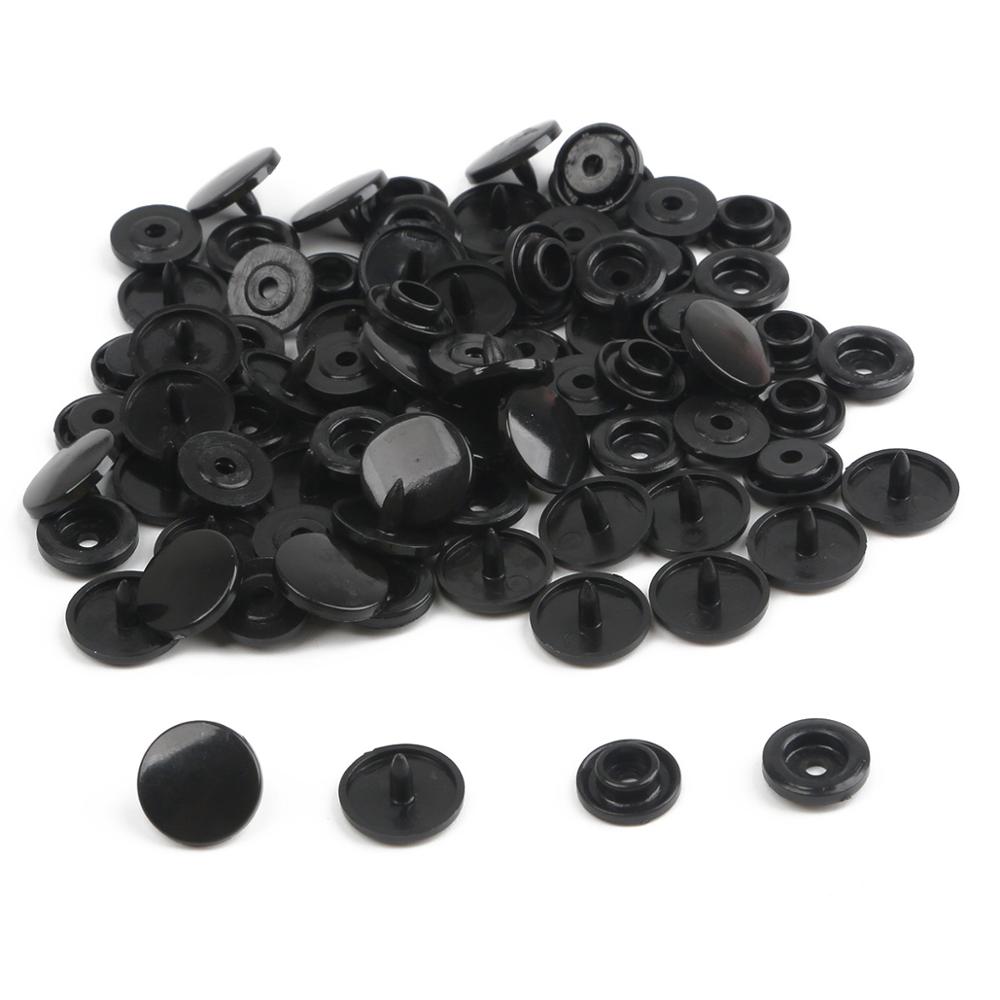 Tryckknapp tång knapp 150 set  t5 mix plast harts knappar 12mm tryck kläde knapp press maskin sömnad verktyg tillbehör: Svart 150 st