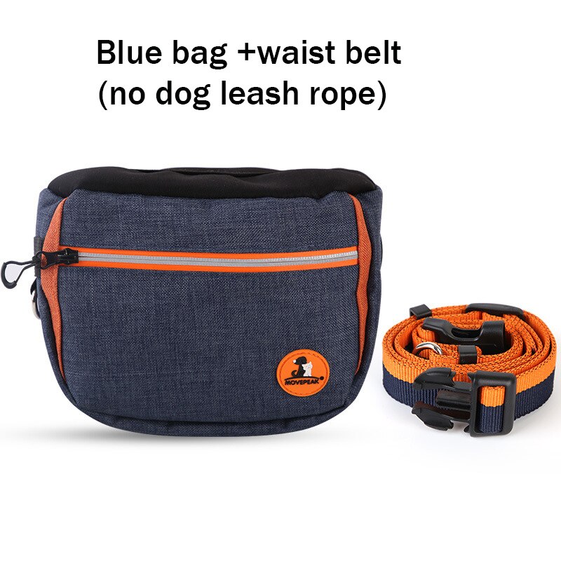 Stor kapacitet sällskapsdjur hund snack väska hund koppel midjebälte sällskapsdjur utbildning ficka väska utomhus bete telefon leksak bärväska pack: Blå inga koppel