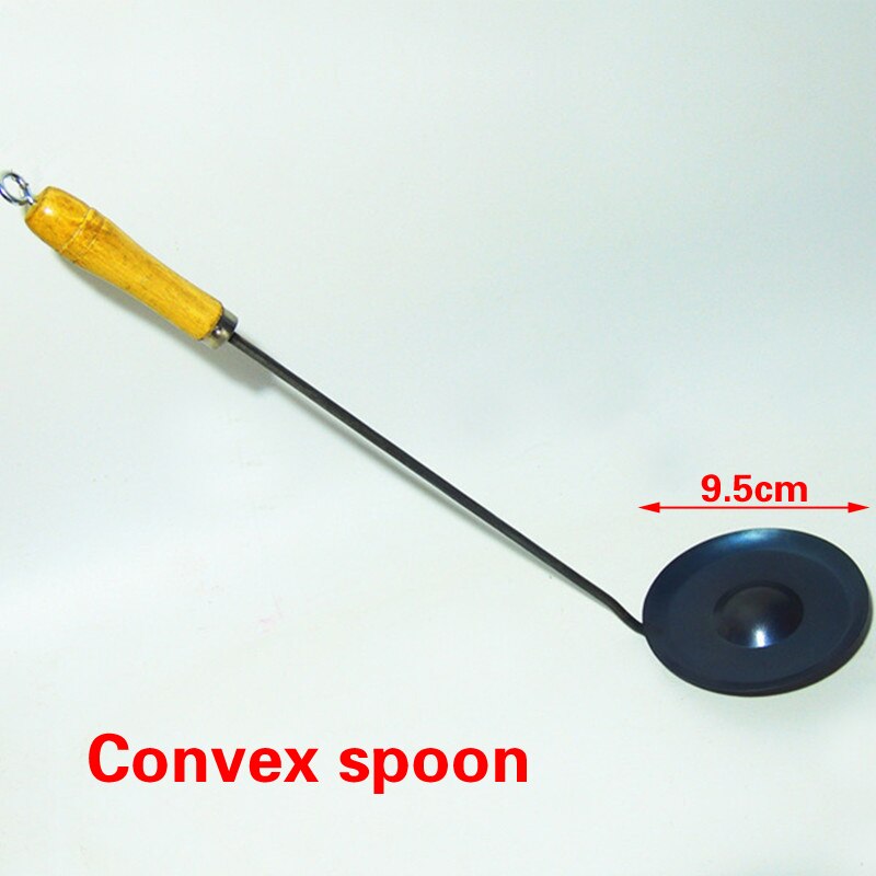 Cuillère à friture pour beignets, huile, Baba, cuillère en fer Durable, Portable, fer à la main, antiadhésif, louche, Wok, spatule pour aliments: 9.5cm Convex spoon