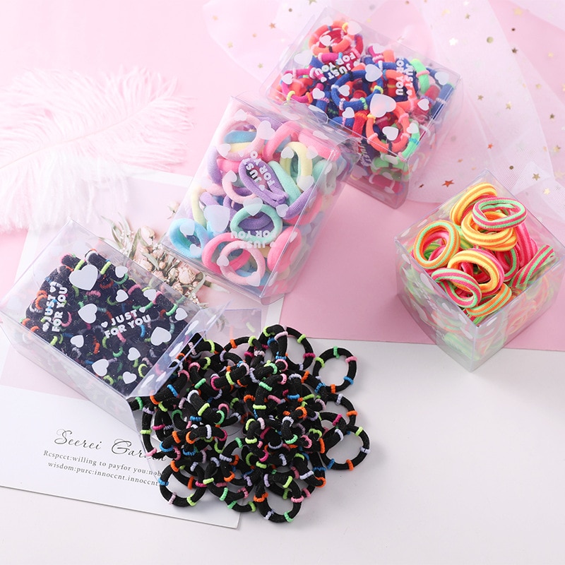 50Pcs Nylon Seamless Girls Hair Band Elastics Hair Rope Ties Child Kids Hair Ponytail Holders Headwear Accessories