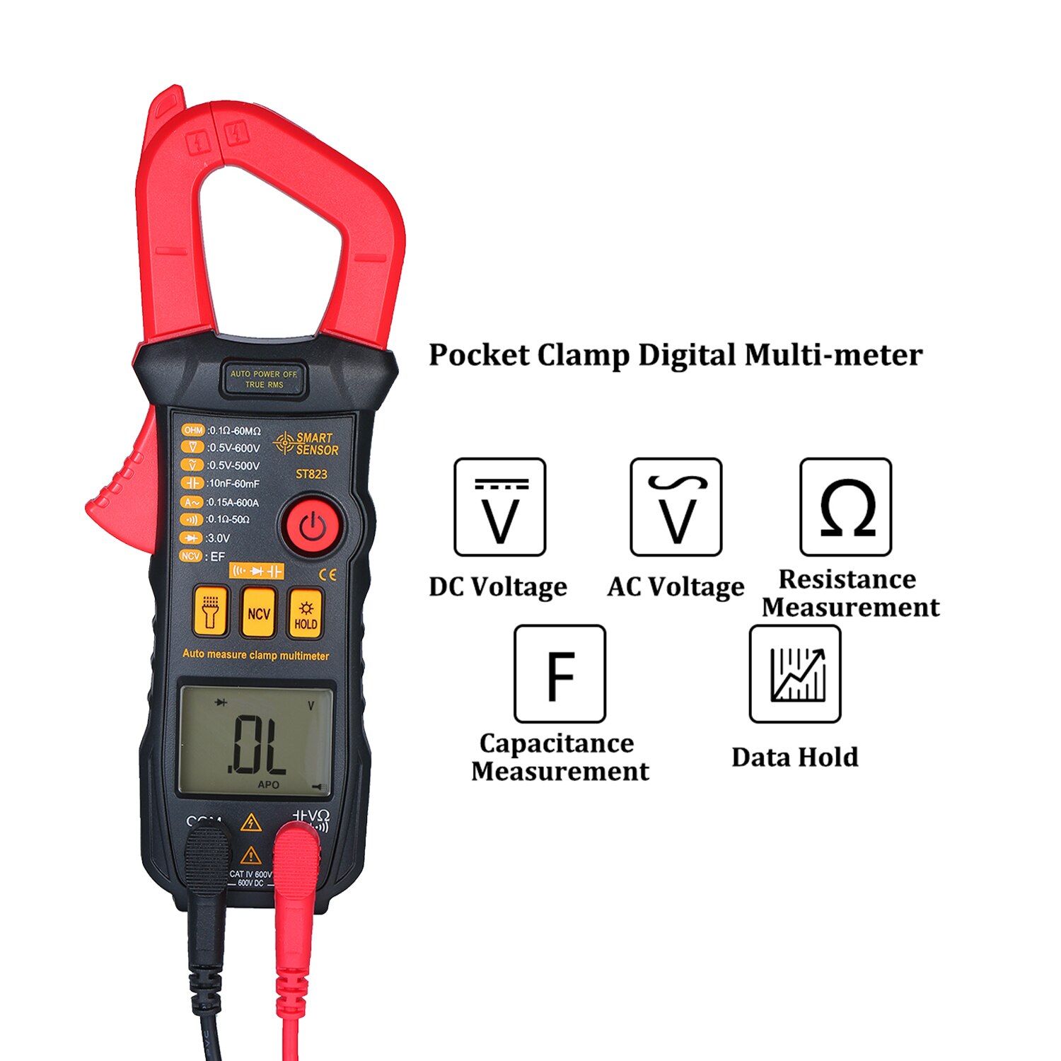 SMART SENSOR Digital Clamp Meter High Precision Manual Range Multimeter AC Clamp Ammeter Clamp Gauge ST821 ST822 ST823