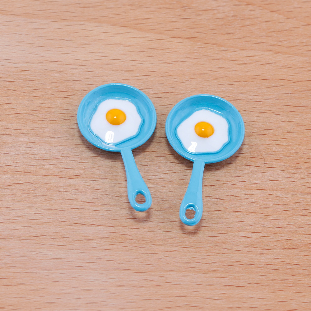 10PCS Fried Egg Omelette In Pan Saucepan Enamel Metal Alloy Pendants Charms for Bracelet Earring Diy Jewelry Making Supplies