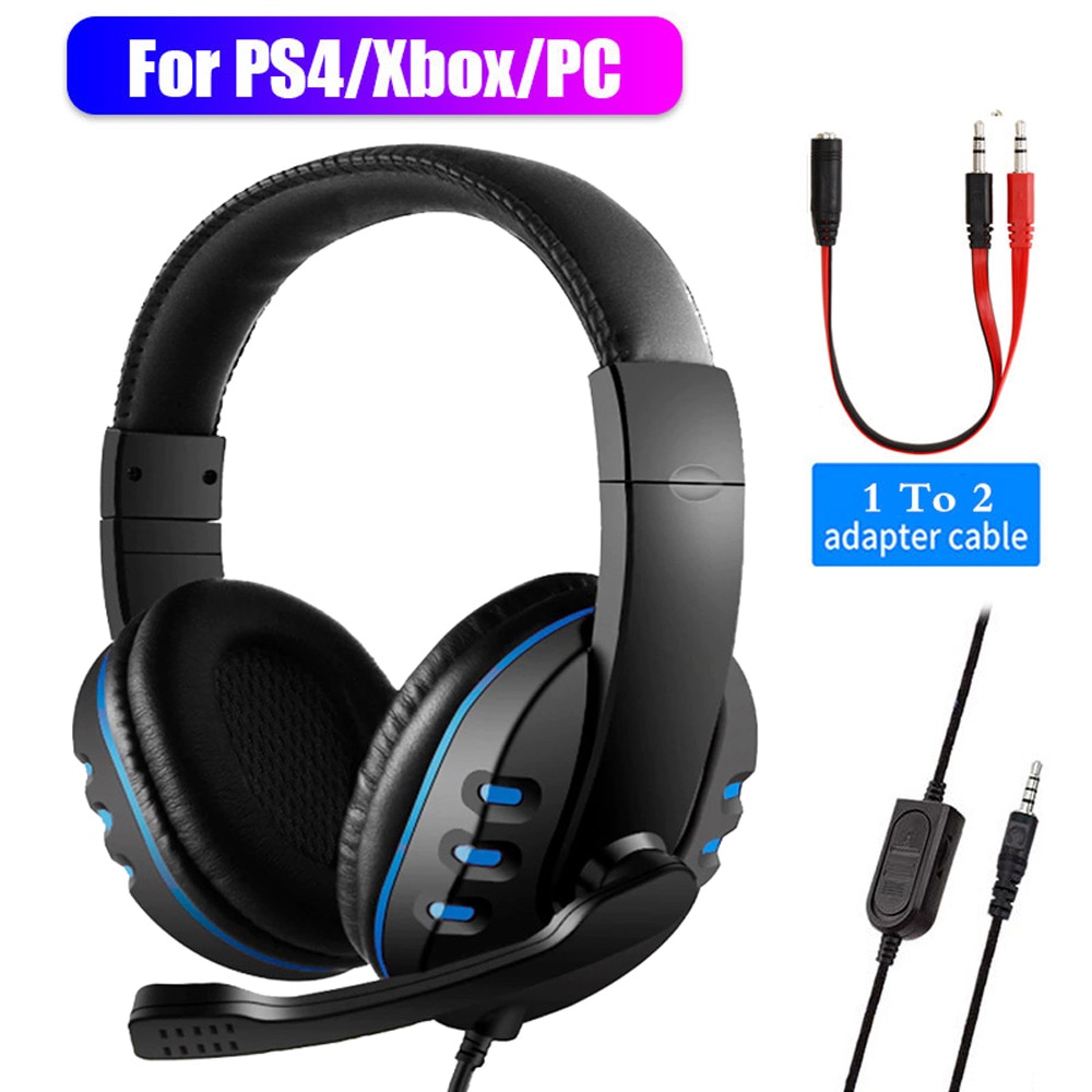 Auriculares estéreo para videojuegos, cascos con cable de 3,5mm para Xbox one, PS4, PC, con micrófono y Control de volumen
