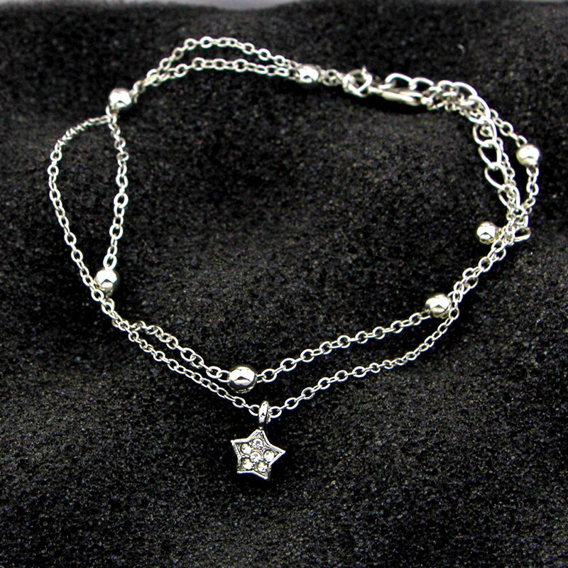 Simple Heart Ankle Layering Pendant Anklet Foot Jewelry Summer Beach Anklets On Foot Ankle Bracelets For Women Leg Chain