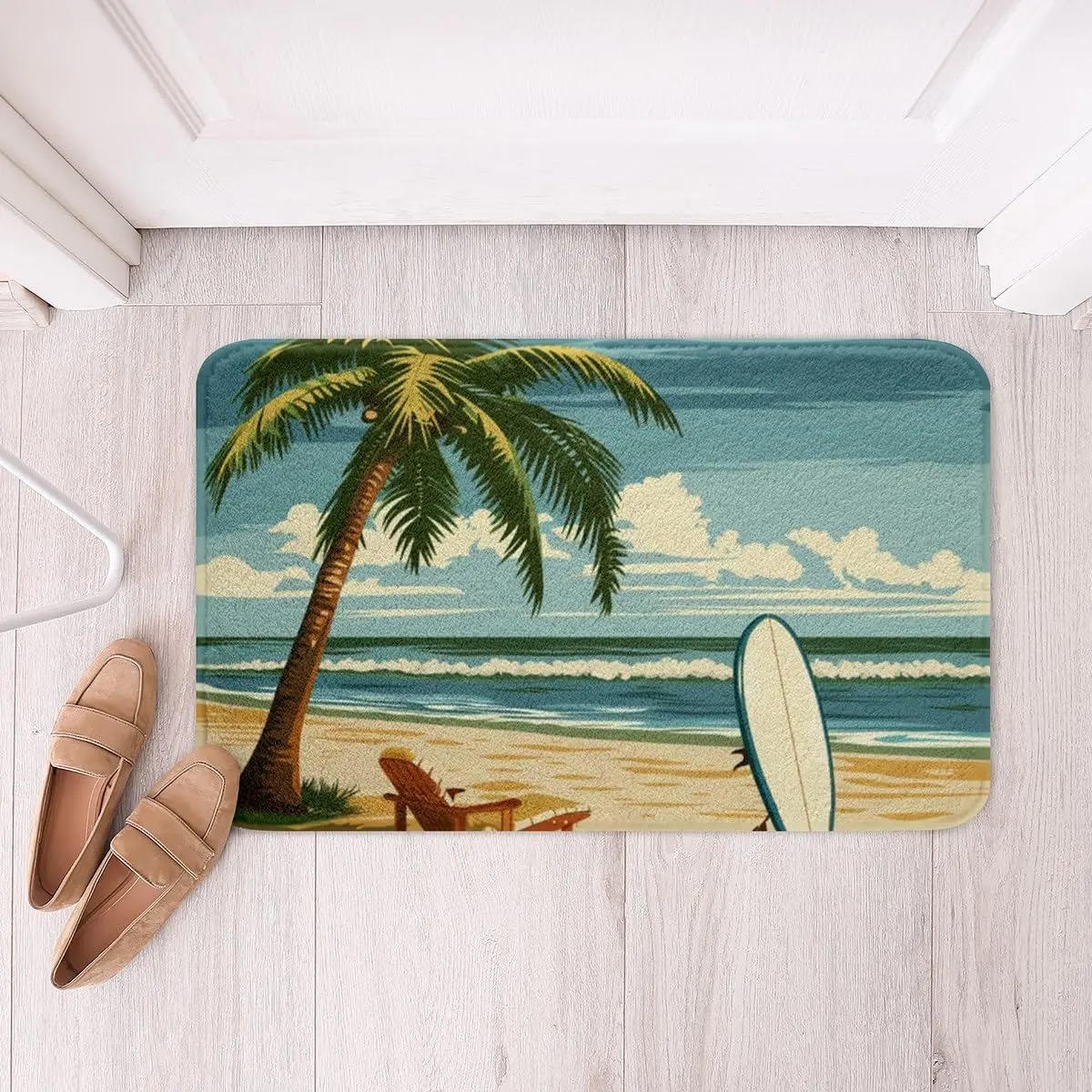 Vivid Cherry Bathroom Rug Delicious Fruits Pattern Entrance Floor Mat Bathroom Absorbent Foot Door Mat Decoration: 45x70cm / Light Grey