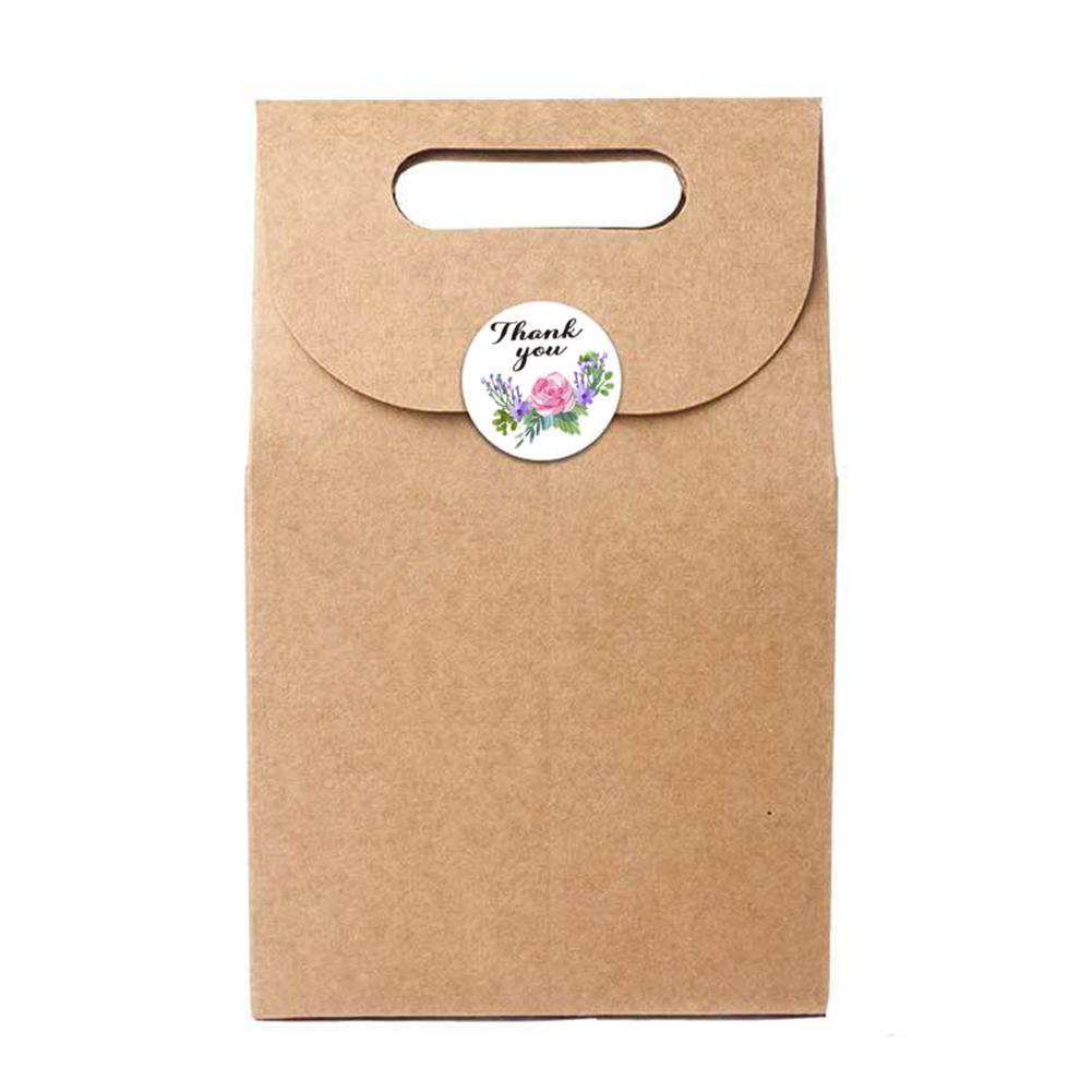 Tack klistermärken rulle rund blomma prined självhäftande klistermärke för kuvertdekoration 500 st/rulle