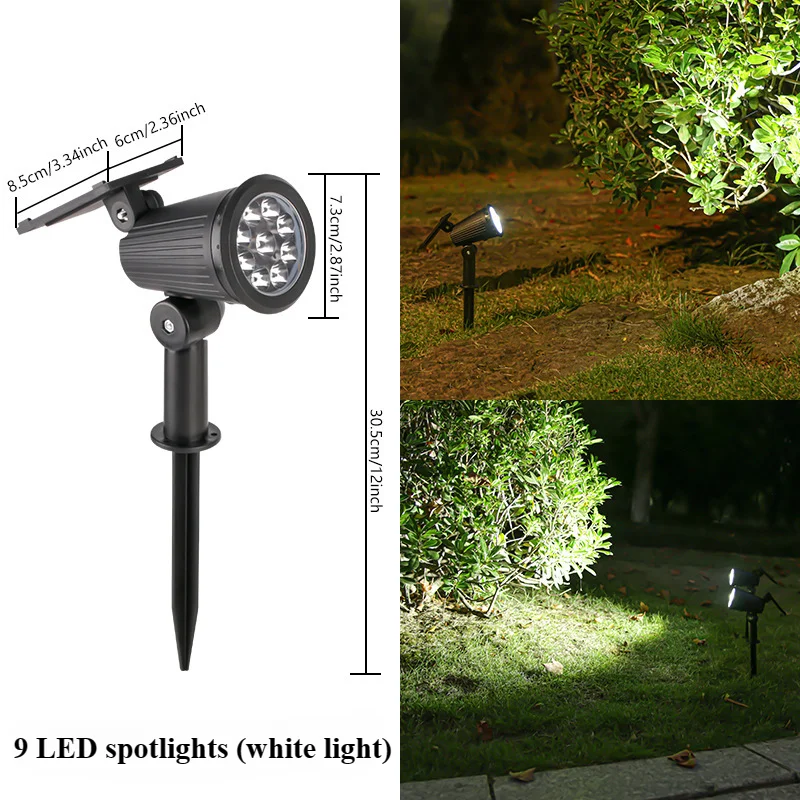 9-LED-zonne-spots buiten IP65 waterdichte helderheid verstelbare spotlicht tuin achtertuin oprit patio decorlamp: Blauw