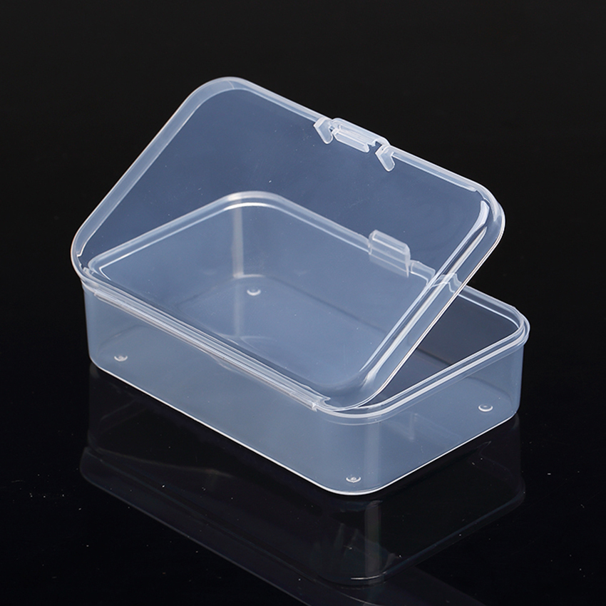 Clear Plastic Empty Storage Containers Box with Hinged Lid for Crafts, Jewelry, Hardware, Tools, Office Supplies 8.3x5.4x2.6cm
