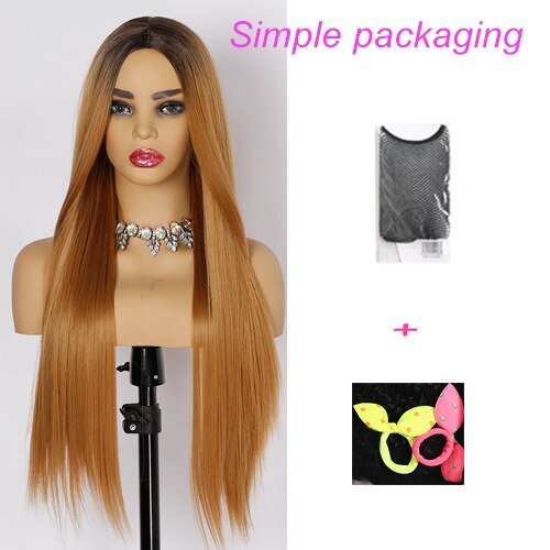 Suri-Peluca de pelo largo liso para mujer, pelo largo sintético resistente al calor, color rosa ombré, dos tonos, 30 pulgadas, negro, marrón, azul, 7 colores: R27-JY