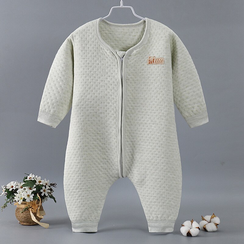 Bébé dormeurs épais coton sac de couchage -né Robes de nuit vêtements de nuit fendus jambes fermeture éclair enfant en bas âge garçon fille dormeurs: Green / 80( Fit Ht 80-90cm)