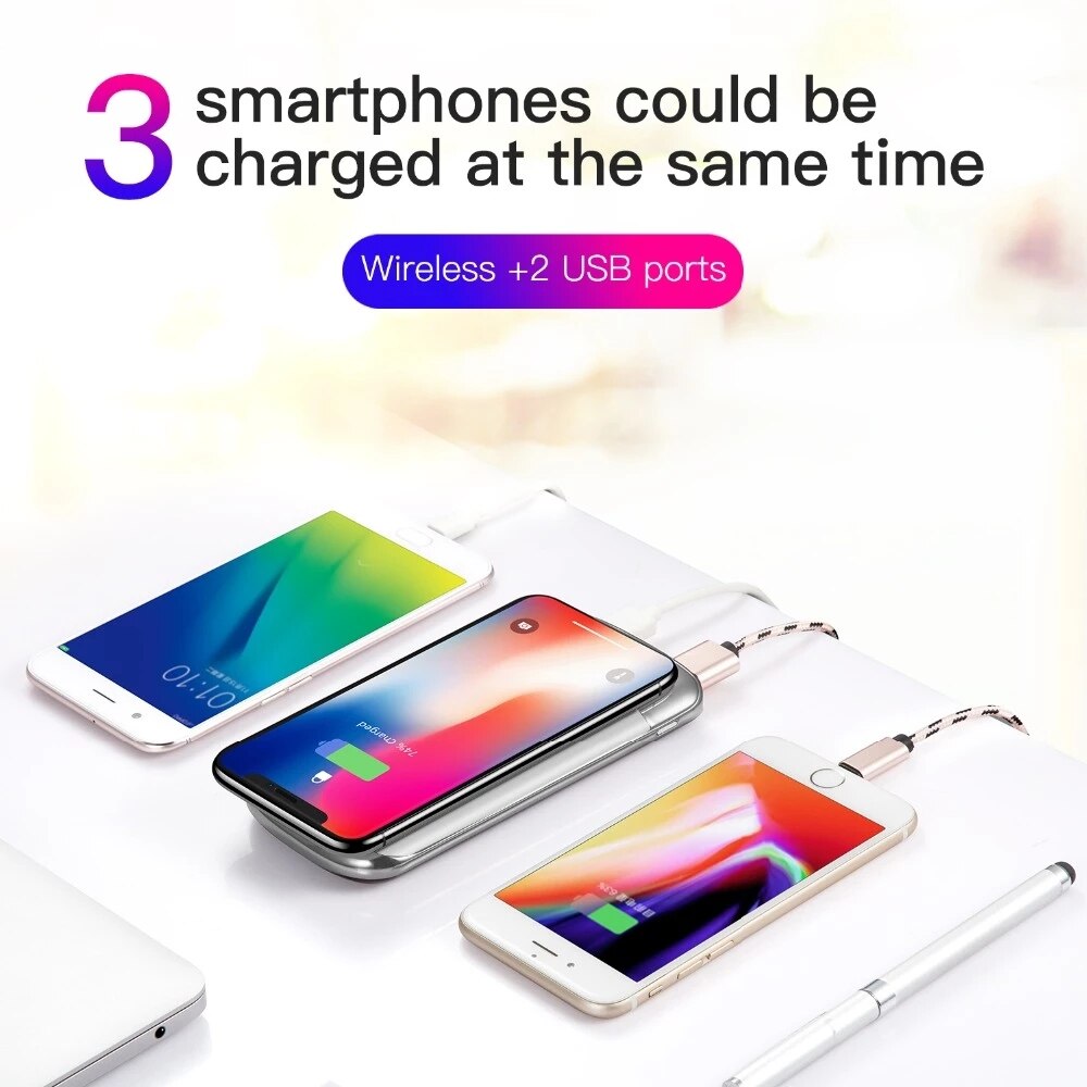 50000Mah Power Bank Externe Batterij Bank Ingebouwde Draadloze Oplader Powerbank Draagbare Qi Draadloze Oplader Voor Iphone 8 samsung