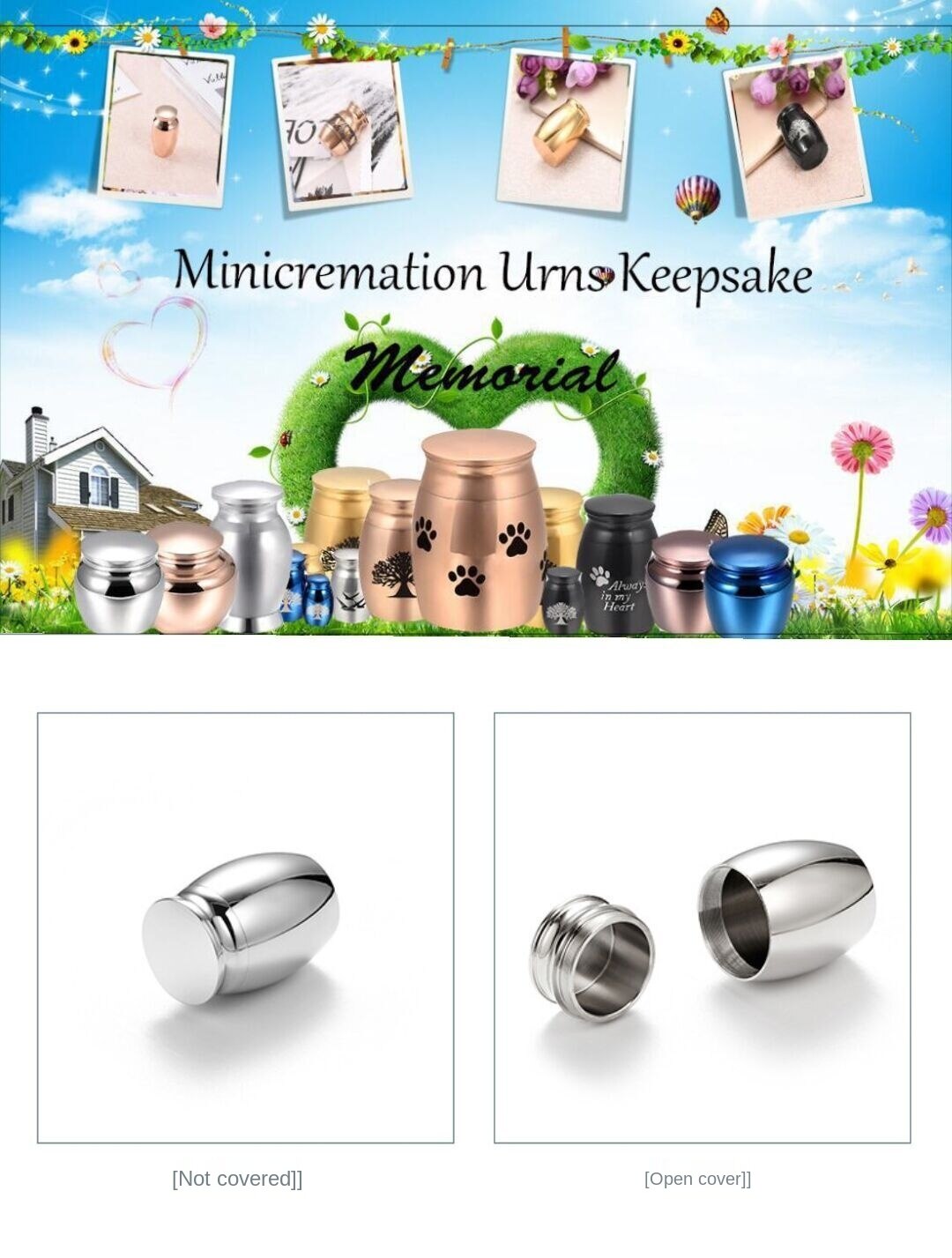 Pet Cremation Urns Lettering Engraving Stainless Steel Ash Memorial Container Dog Cat Resting Place Storage Holder Pet Urn ZA26