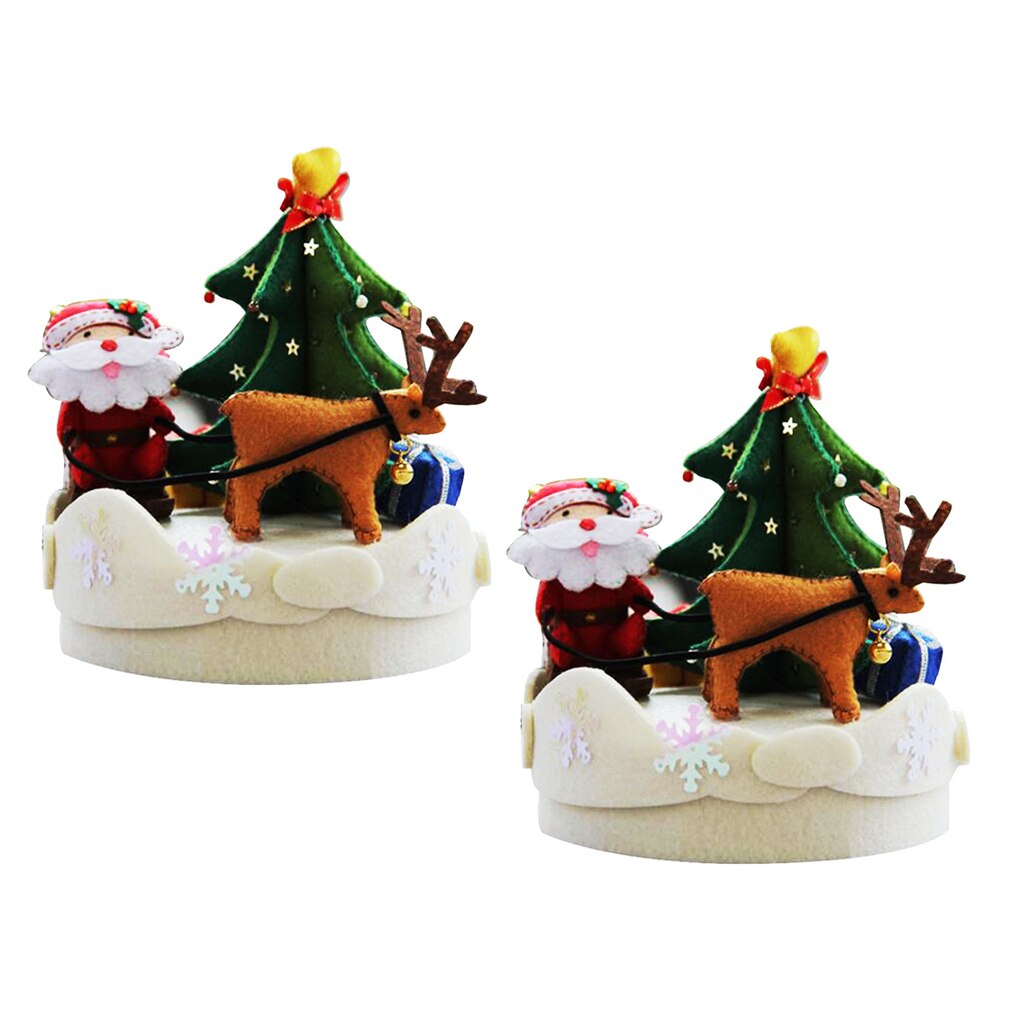 2 Sets DIY Christmas Felt Sewing Kit Music Box Needle Felting Starter Kit
