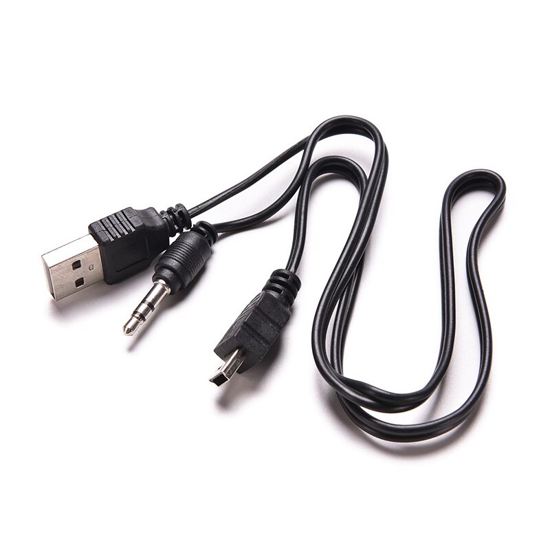 50cm USB Mini Male to Male USB 2.0 5pin Standard + 3.5mm AUX Audio Jack Connection Adapter Cable for Speaker Mp3 MP4 Player