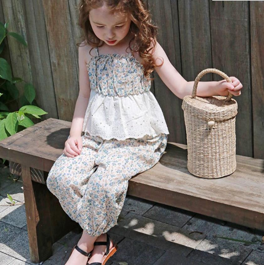 Zomer Print Overalls Meisjes Kant Patchwork Jumpsuits Kinderen Rompertjes Broek 3-12Y Ws1650
