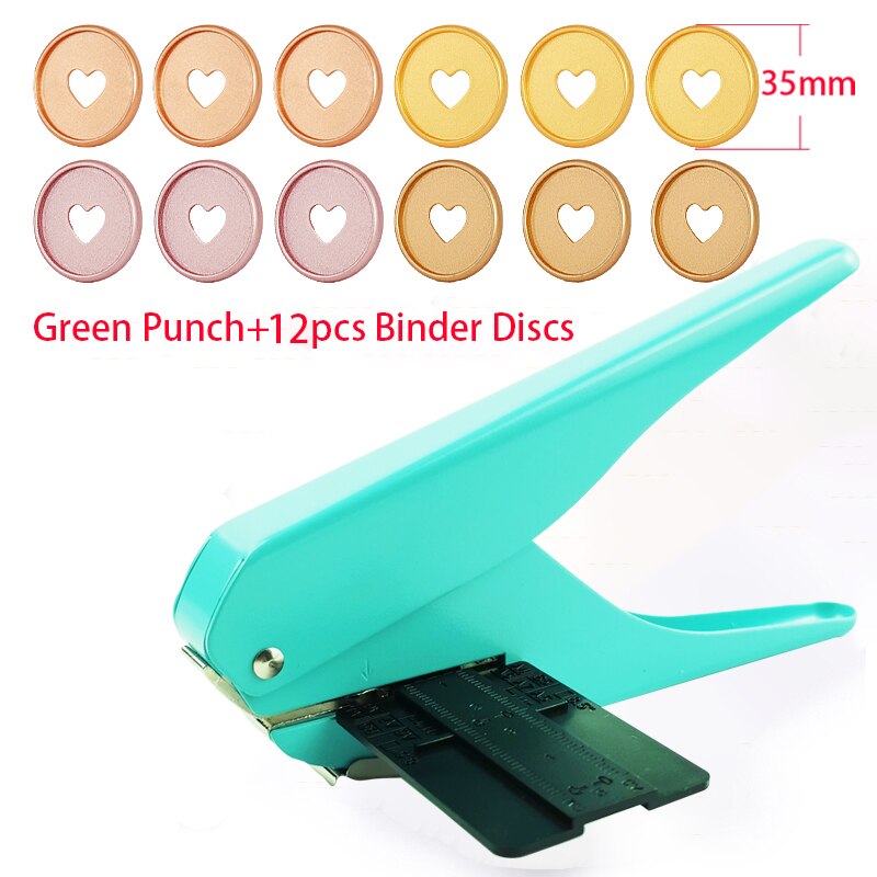 Metal Mushroom Hole Standard Punch T-shape Hole Book Punch Discs Binder Planner Binding Discs DIY Scrapbook Notebook Binder Ring: Green Punch-Option 1