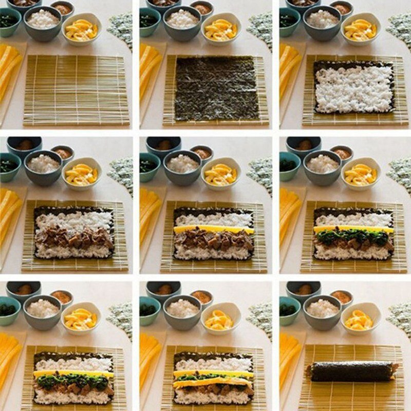Case&Cover Kit Per Sushi Fai Da Te: Stuoia In Bambù, Stampo Per Onigiri E Palline Di Riso - Attrezzi Per Principianti, Colore Casuale